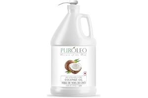 PUROLEO Fractionated Coconut Oil 128 Fl Oz/3784 ML (Packed In Canada) 100% Natural and Mild Odour Moisturizer & Carrier Oil |