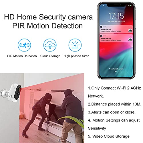 WONGKUO 2021 Upgraded Security Camera Outdoor Wireless 170 Wide Angle View WiFi Rechargeable 1080P Surveillance Camera Home Security Camera System PIR Motion Detection Baby Elder Pet Camera Monitor