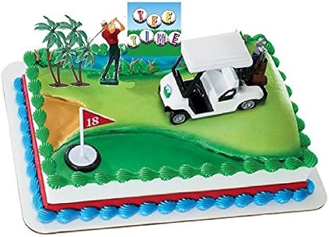 Amazon Com Golf Cart Golfer Tee Time Golf Sign Deluxe Cake Topper