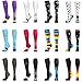 NEWZILL Medical Compression Socks for Women & Men Circulation 20-30 mmHg, Best for Running Athletic Hiking Travel Flight Nurses (Rainbow Stripes, L/XL)