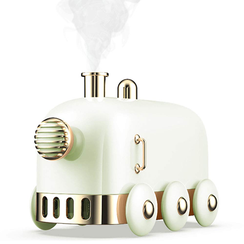 Mini Train USB Humidifier, Desktop Mute Mini Personal Portable Small Humidifier, Ultra Quiet LED Night Light Function USB Small Diffuser for Office, Bedroom, Auto Shut-Off, 300ML
