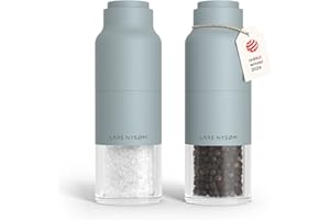 LARS NYSØM Salt and Pepper Grinder Set, Stainless Steel Manual Salt and Pepper Mills, Adjustable Ceramic Grinder, Design Spic