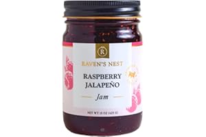 RAVEN'S NEST SPECIALTIES Raven's Original Hot Pepper All Natural Jam - 15 Ounce Jar (Raspberry Jalapeno)
