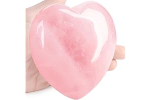 DUQGUHO 60mm Rose Quartz Crystal Heart Large Healing Crystals Heart Love Shaped Stone Palm Pocket Reiki Balancing Birthday Crystal 1PC