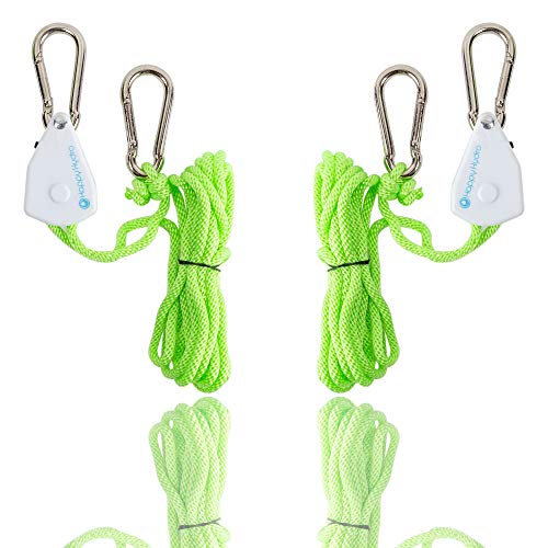 Happy Hydro - Ratchet Light Hanger - Heavy Duty 1/8" Rope - Hold 60lbs w/Each Hanger - 4 Pairs