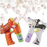 ArtCreativity Tiger & Wolf Bubble Blaster Set with Lights and Sound Includes Orange Tiger Bubble Gun, Scary Wolf Bubble Gun & 4 Bottles of Solution, Great Gift for Kids (Batteries Included)