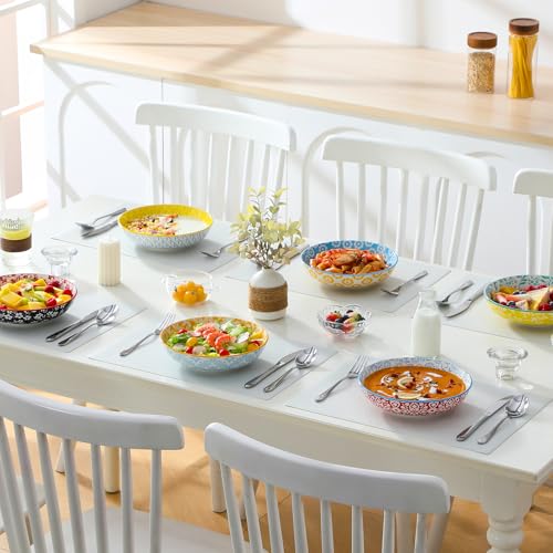 vancasso Selene 40 OZ Colorful Floral Pasta Bowls Set of 6, 1200 ML 8.5 Inch Large Ceramic Serving Bowls for Salad, Soup, Noodles, Fruit, Microwave and Dishwasher Safe Dinner Sets, House-Warming Gift