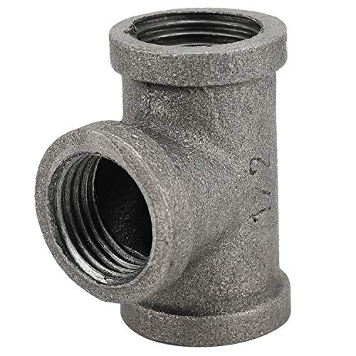 HighFree 10 Pack Iron Cast Pipe Fittings 1/2 inch Threaded Pipe Nipples Iron Industrial Piping Fittings for DIY Pipe Furniture (1/2 inch Tee)