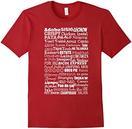 Mens Food of the Philippines Filipino T Shirt Medium Cranberry
