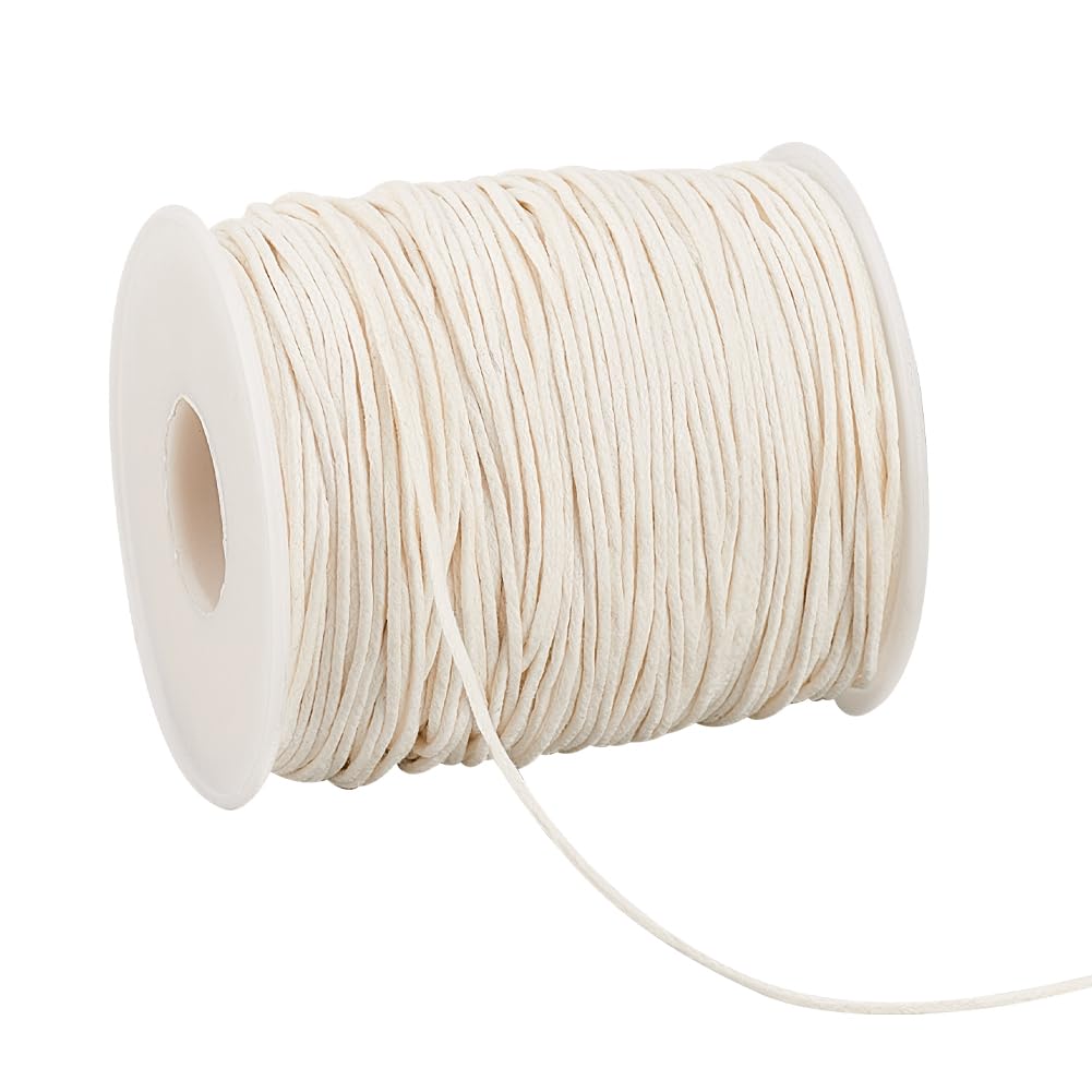 Photo 1 of PH PandaHall 1mm Waxed Cotton Cord, 100 Yards Beading String Thread Wax Cord for Braid Bracelet Necklace Jewelry DIY Craft Macrame Making Glass Vase Floral Arrangement, WHITEColor