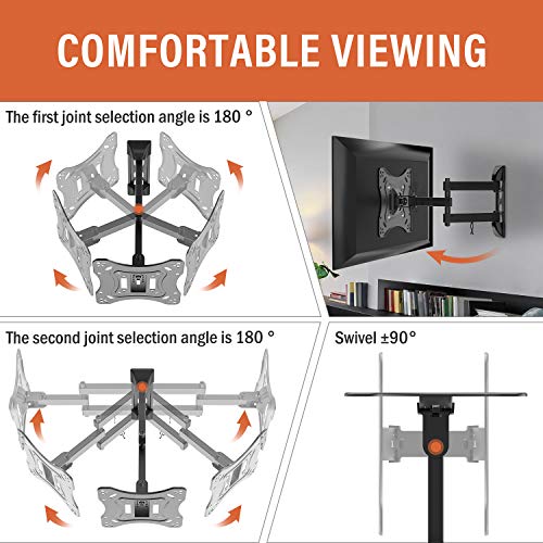 PUTORSEN® TV/Monitor Wall Bracket Mount Swivel and Tilt for Most 13’’-42’’ LED, LCD, OLED Flat Screen TVs and Monitors with VESA 75x75-200x200mm up to 20 KG, Full Motion Monitor Wall Bracket