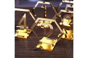 Acrylic Geometric Table Numbers,Wedding Hexagon Table Numbers, Boho Centerpiece Table Decor, Mirror Gold Table Decor (Gold, 1