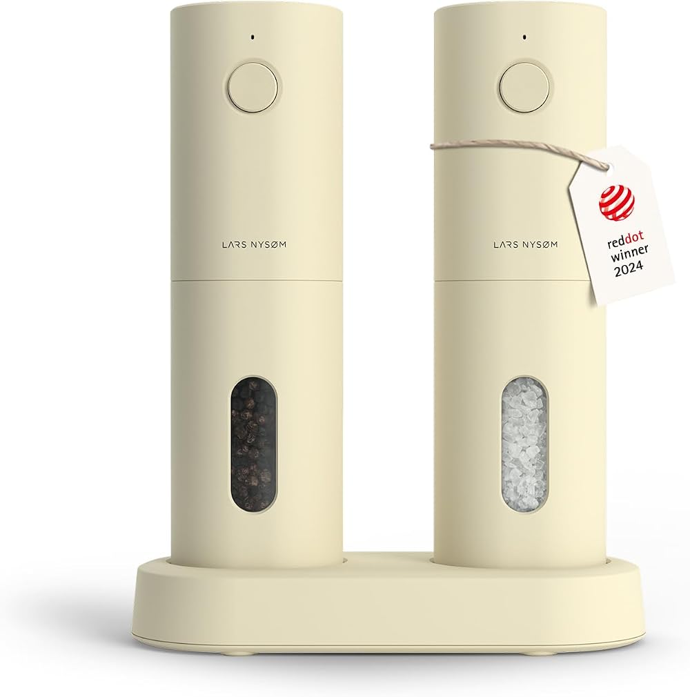 LARS NYSØM Electric Salt Pepper Grinder Set USB Rechargeable Adjustable