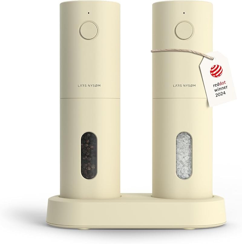 LARS NYSØM Electric Salt Pepper Grinder Set USB Rechargeable Adjustable