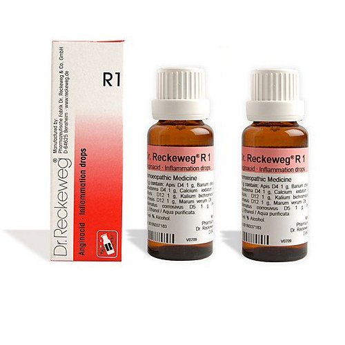 2 LOT X Dr. Reckeweg - Homeopathic Medicine - R1 - Inflammation Drops