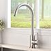 Contemporary High-arch Gooseneck Lead-free Solid Brass 360 Degree Swivel Spout Hot and Cold Water Brushed Nickel Kitchen Faucet