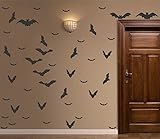 Halloween Wall Decal Spooky Matt Black Bats Decals Halloween Decor Wall&Window Decorations Set of 52 Stickers