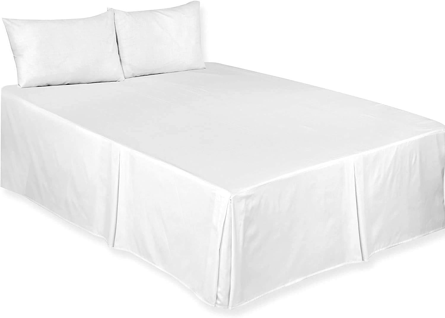 Starhomeware Plain Dyed Poly Cotton Platform Base Valance Bed Sheet Box Pleated King, White
