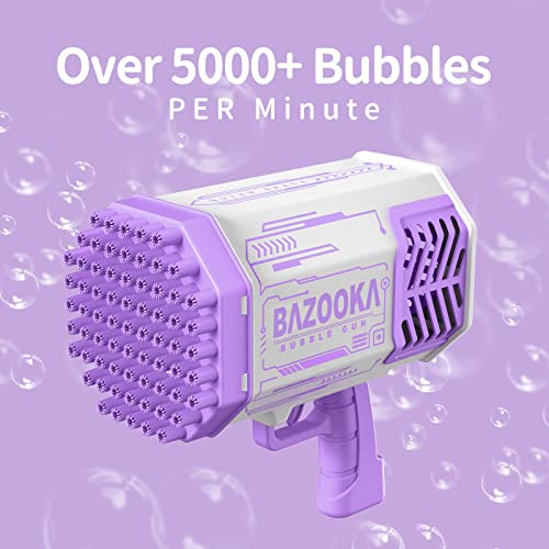 Bubble Machine Gun, Purple Bubble Gun with Lights/Bubble Solution, 69