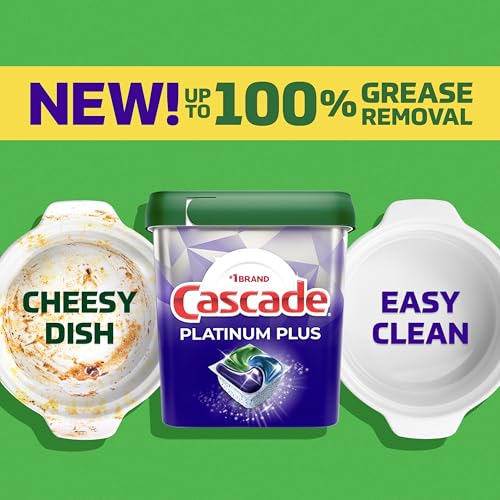 CASCADE PLATINUM PLUS DISHWASHER PODS, DISHWASHER DETERGENT, DISH DETERGENT SOAP, MOUNTAIN, 47 COUNT