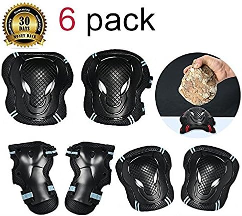 TBNO1 3 In 1 Protective Gear Set Elbow Pads Wrist Guards Knee Pads Thick Sponge Collision Avoidance Knee Sleeve Anti-slip Suitable for Skateboard, Biking, Mini Bike Riding and Other Extreme Sports Adj