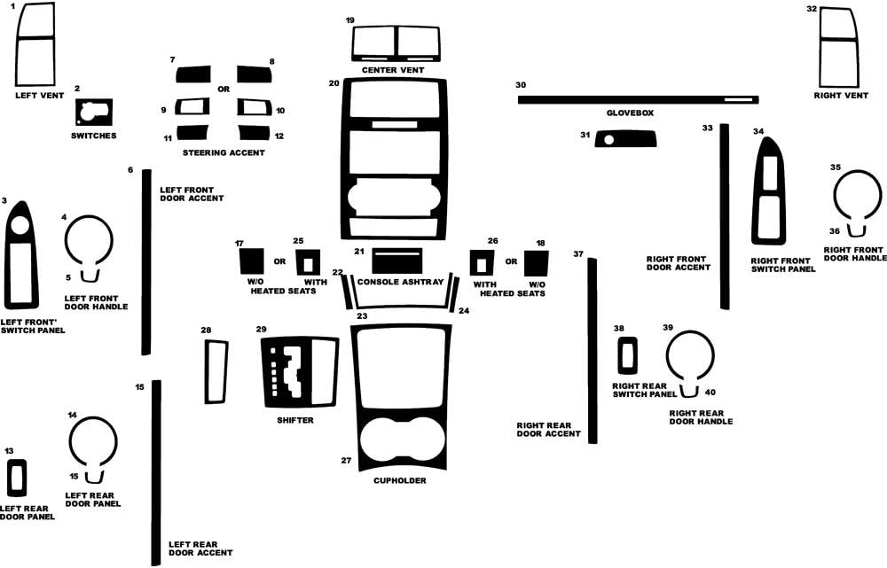 Rvinyl Rdash Dash Kit Decal Trim for Dodge Charger 2008-2010 - Chrome (Purple)