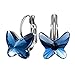 SIVERY Christmas Day Gifts for Mom ‘Butterfly Dream’ Hoop Earrings Jewelry Set with Crystals, Jewelry for Women, Gifts Anniversary for Her (Blue)