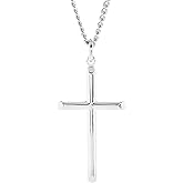 Amazon Essentials Mens Solid Tubular Cross Pendant Necklace, 24"