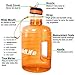 BuildLife Gallon Motivational Water Bottle with Time Marked to Drink More Daily and Nozzle,BPA Free Reusable Gym Sports Outdoor Large(128OZ) Capacity (Orange, 1 Gallon)