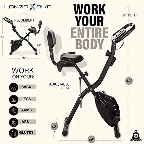 LANOS Workout Bike For Home 2 In 1 Recumbent Exercise Bike and Upright Indoor Cycling Bike