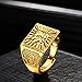 ALPS Men's Gold Ring 18K Gold Plated Luxurious Shiny DO NOT Fade Golden Rich Ring Size Adjustable (Gold Ring Wealth)