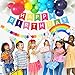 G.C Rainbow Birthday Decoration and Cake Topper Set Garland Balloons Arch Kit Happy Birthday Banner Bunting Boy Girl Baby Shower Party Supplies for Kids