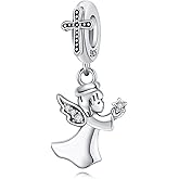 CYCUFF 925 Sterling Silver Charms Suitable for Charm Necklaces, Bracelet Pendants Beads Jewellery Gift for Women Family Friends (Angel Cross Charm)