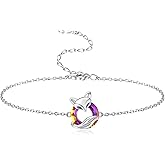 Zepmais Fox Charm Bracelet 925 Sterling Silver for Women-Elegant Animal Jewelry Gift for Wife Hypoallergenic Adjustable Chain