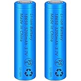 Svenirven 18650 Battery for 3200mah 3.7Volt 2Pcs 18650 Rechargeable Battery Flat Top 18650 Batteries for Headlamp,LED Flashli