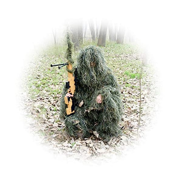 DONG 3D Tarnanzug Ghillie Suit Kind Waldland Camouflage Paintball, Fotografie Der Wild LebendenTiere,Green-OneSize – Bild 6