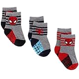 Superhero Baby Toddler 3 pack Gripper Athletic Socks (3T-4T, Spidey Grey)