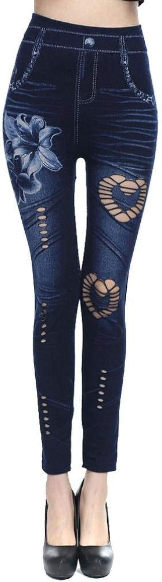 Saoye Fashion Leggings Huecos para Mujer Pantalones Vaqueros De Cintura