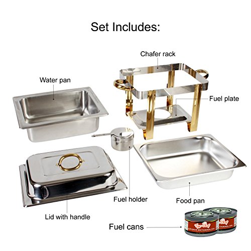 TigerChef 4 Quart Half Size Gold Accented Chafing Dish Stainless Steel Chafing Dish Buffet Set With 4 Free Chafing Fuel… 3 TigerChef 4 Quart Half Size Gold Accented Chafing Dish Stainless Steel Chafing Dish Buffet Set With 4 Free Chafing Fuel… - Image 4