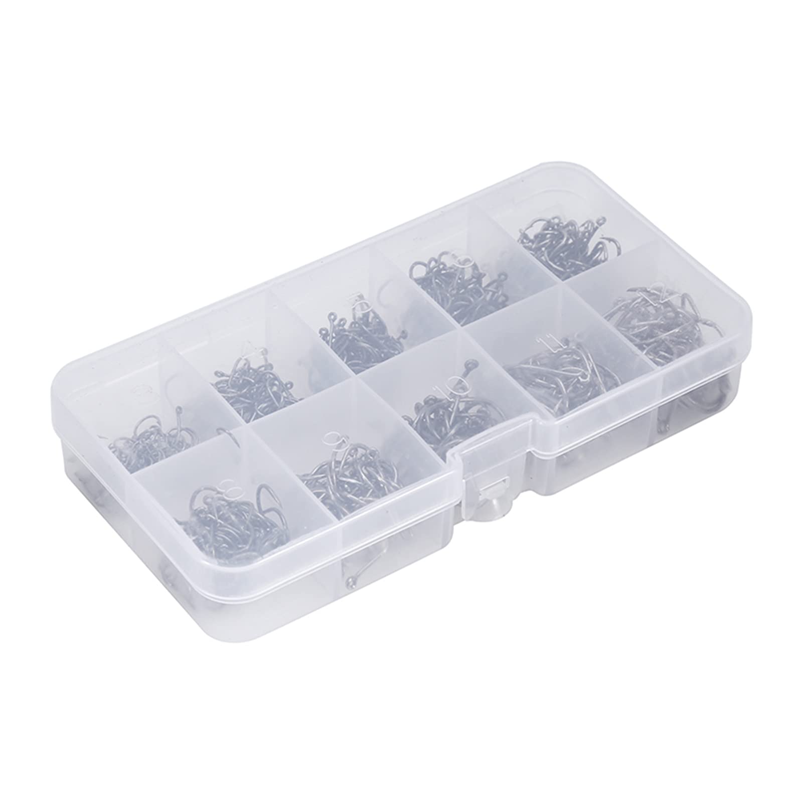 Alomejor 500pcs Fishing Hooks Carbon Steel Fishing Fish Jig Hook Saltwater Freshwater High Bass Fish Hooks kit With Plastic Box