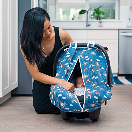 Bebe au Lait Classic Muslin Car Seat Cover, Easy Snap Straps, Fully