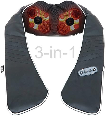 3-In-1 Neck Shoulder Massager, Kapas Back Massager with SHIATSU Kneading, Tapping and Heating for Relaxation