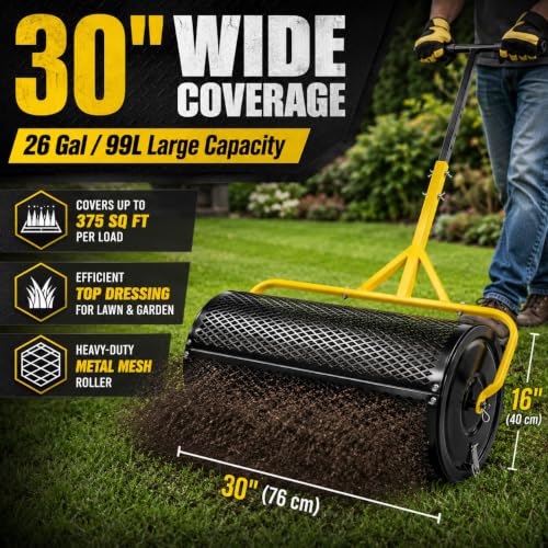 30 Inch Compost Spreader, Peat Moss & Lawn Top Dressing Spreader photo 11
