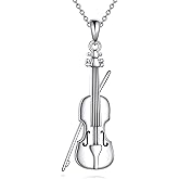 YAFEINI 925 Sterling Silver Cello Violin Drums Flute Pendant Necklace Music Jewelry Gifts for Women Men Musician