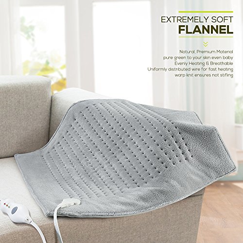 XXXL Heating Pad Large Electric, 23" x 24" King Size Fast Heating Technology for Cramp, Neck and Shoulders, Back, Abdomen, Legs, Auto Shut Off, Safe for Pets, Moist/Dry, Machine Washable - Gray