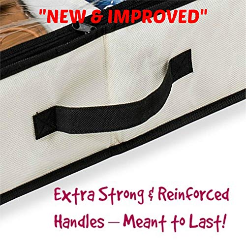 Woffit Under The Bed Shoe Organizer Fits 12 Pairs - Made with Sturdy & Breathable Materials - Set of 2 Underbed Storage Solution for Kids & Adults (Men & Women) Shoes