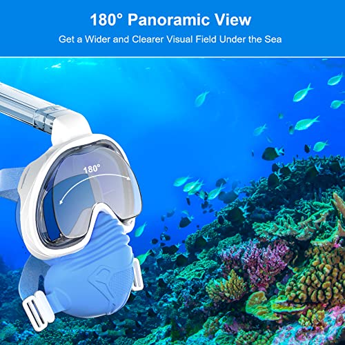 bedee Masque de Plongée, Masque Snorkeling Plein Visage Pliable Respiration Libre, Anti-Buée et Anti-Fuite, 180° Visible avec la Support pour Caméra de Sport, Adapté pour Adultes et Jeunesse(L/XL)