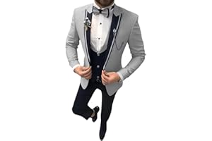 SHUZHXLZANGY Tuxedo for Men 3 Piece Suit Slim Fit Wedding Tuxedos Formal Prom Suits Men Dress Suits with Tie