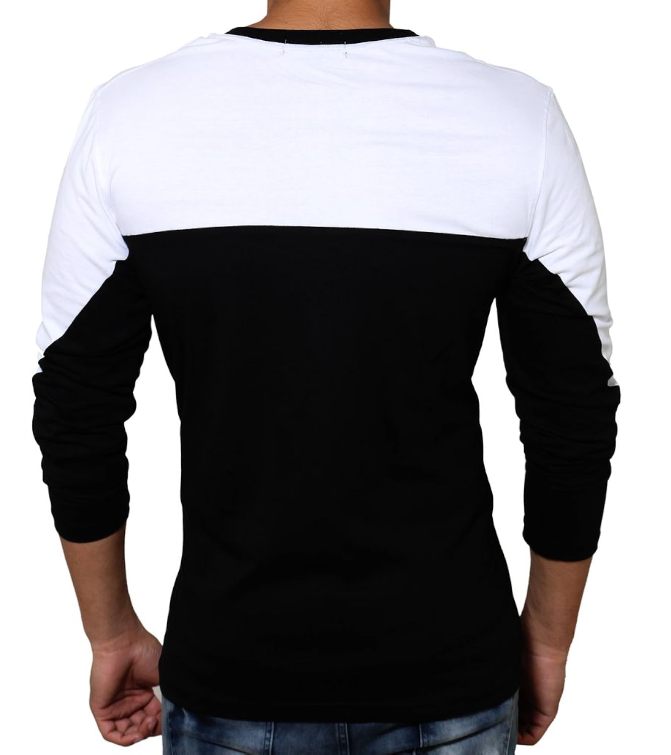 seven rocks men's cotton long sleeve top (td_black-white)