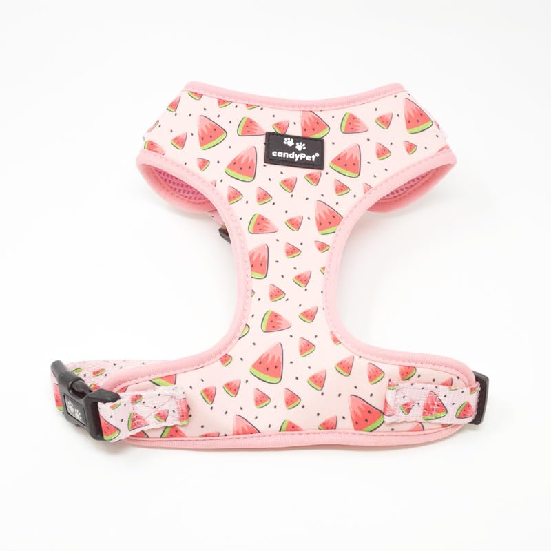 candyPet® - Adjustable Dog Collar and Chest Harness, Neoprene and Breathable Mesh, Watermelon, M